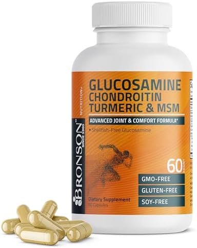 Bronson Glucosamine Chondroitin Turmeric & MSM Advanced Joint & Cartilage Formula, Supports Healthy Joints, Mobility & Cartilage - Non-GMO, 60 Capsules Product Image