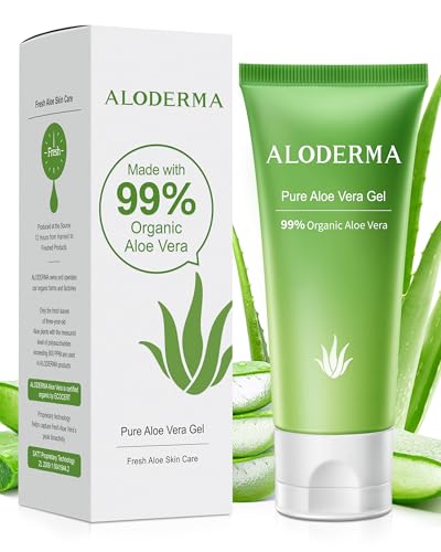 Aloderma 99% Organic Aloe Vera Gel for Face Made within 12 Hours of Harvest - Natural Hydrating Pure Aloe Vera for Soothing Skincare - Moisturizing Aloe Gel for Skin, Face, & Sensitive Skin, 4.02 oz