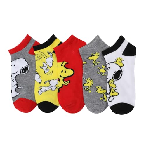 Bioworld Peanuts Snoopy & Woodstock Womens 5-Pack Ankle Socks