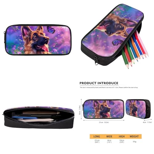 German Shepherd Backpack and Lunch Bag Set for Girls 6-8/8-9 Dog Elementary School Bookbag Butterfly Back Pack with Lunch Box Pencil Case Watter Bottle Holder Keychain Kids Student Book Bags4