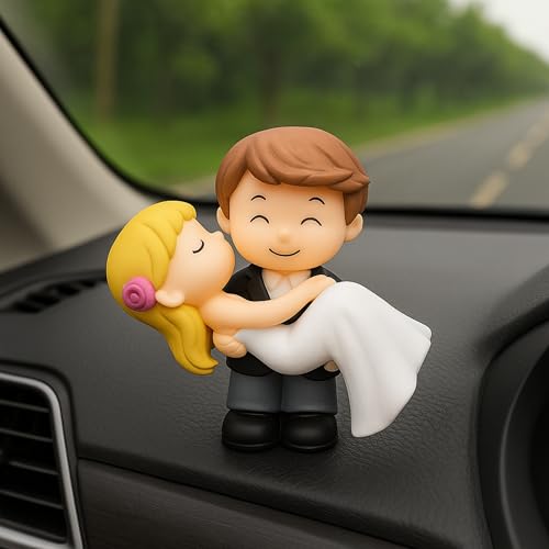 Image of SARTE Car Dashboard Toy Cute Couple Showpiece Decoration Figurine Ornament Premium ABS Toys for Car Interior Stylish Universal Dashboard Decor Accessory for Cars SUVs and Sedans