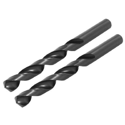 uxcell 2pcs Straight Shank 10.7mm Dia Split Point HSS Twist Drill Bit Black