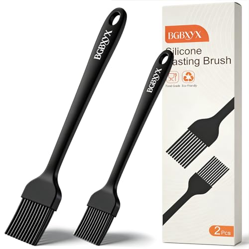 BGBXYX 2 Stück Backpinsel Silikon, BPA-frei Küchenpinsel für Auftragen von Ölen, Saucen und Marinaden, für Backen, Grillen, Gebäck und Kochen, 2 Größen (Groß und Klein)