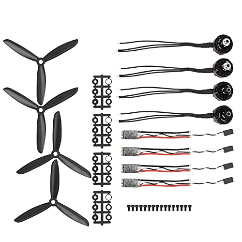 Drone Motor Set, RC Drone ESC Motor with ESC Set 2205 2300 KV Aluminium Alloy CW CCW Motor 20A Brushless ESC Propeller Kit Set RC Accessory