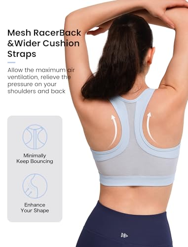 Image of Yvette Zip Front Sports Bra - High Impact Sports Bras for Women Plus Size Workout Fitness Running