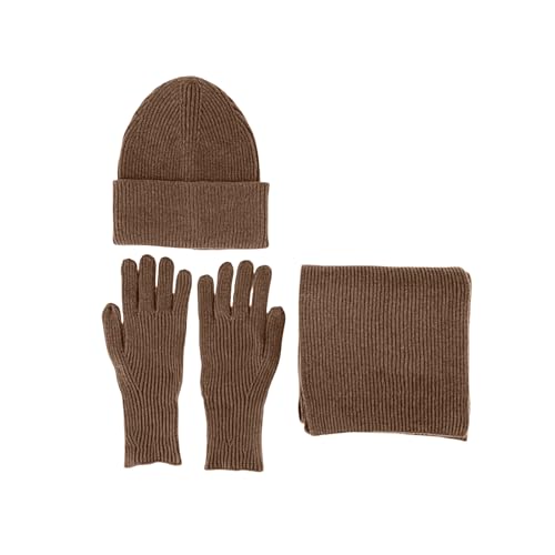 Juego de gorro, bufanda y guantes FOLODA con tejido de punto suave para mujeres y niñas