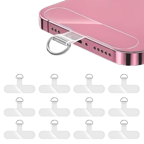 KEORHEZ 12 Piezas Parches Universales para Cadena de Teléfono Móvil, con Hebillas de Acero Inoxidable, Ultradelgadas y Robustas, Adecuadas para La Mayoría de Carcasas y Cadenas de Teléfonos Móviles