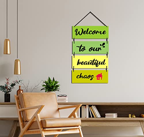 Image of EXPLEASIA Decorative Wall Hanging Wooden Decoration Item for Home Office Living Room Bedroom Decoration Items Home Decor Gift Items (Welcome To Our Chaos)