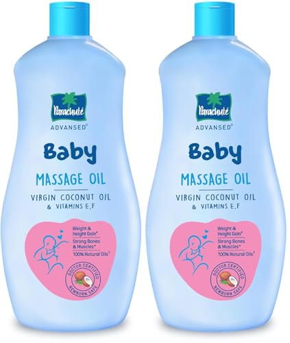 Image of Parachute Advansed Baby Massage Oil for New Born| 100% Virgin Coconut Oil | Clinically Proven for Better Growth| Vitamin E & F| 400 Ml (Pack of 2)
