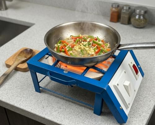 Image of Electric Hot Plate 1500W Cooking Heater | Heavy Duty Rustproof Powder Coated Body | Portable Single Burner Coil Stove | Fast Heating Electric Cooking Plate for Kitchen (BLUE)