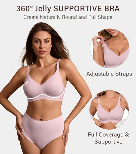 Image of DEANGELMON Seamless Bras for Women No Underwire Comfortable Push Up Bra V Neck Wireless Bralette Full Coverage Wire Free
