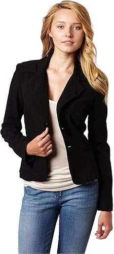 A. Byer Women's Petite Long Sleeve Button Welt Jacket Blazer, Black, X-Large
