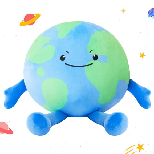 Athionsu Earth Plush Pillow 10 Inch Soft Round Planet Stuffed Toy Cute Earth Pillow for Astronomy Education, Kids Room Decor, Birthday Gift for...