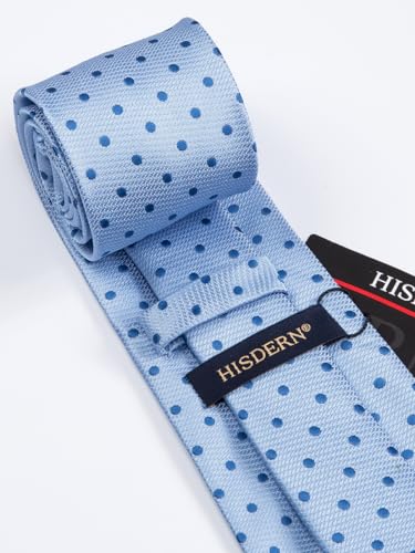 Image of HISDERN Mens Tie Set Classic Woven Ties and Pocket Square Cufflinks Set Formal Business Wedding Neckties Handkerchief