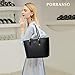 PORRASSO Women Handbag Fashion Tote Bag Ladies Large Shoulder Bag PU Leather Top-Handle Bag for Work Travel Shopping Black