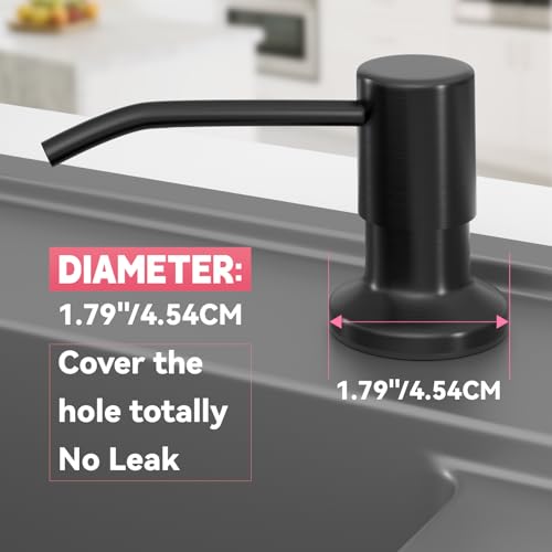 Image of Sink Soap Dispenser, OHiHi Kitchen Sink Soap Dispenser with 47 inch Extension Tube, Wide Pump Head Base, No Water Leaking, No Need to Fill The Little Bottle Again, Black