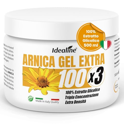 Arnica Gel Extra Forte 500ml, Arnica per Cavalli Uso Umano 100% Estratto Glicolico Puro con Menta Piperita, Arnica Gel Forte per Sollievo Muscoli e Articolazioni, Arnica Montana Made in Italy