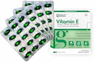 GLIMLACH Vitamin E Capsule for Glowing Face, Skin and Hair Nutrition, Vitamin E Capsule Pack with Nutrient-Rich Formulation for Face Care, Skin Care and Hair Care (15 Capsules Each) (Pack of 4)