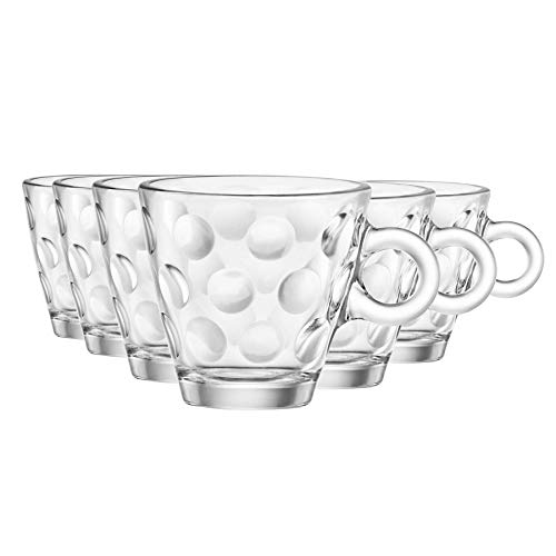 Bormioli Rocco 1316210 Dots taza para Espresso, cristal sin plato, 10 cl, paquete de 6