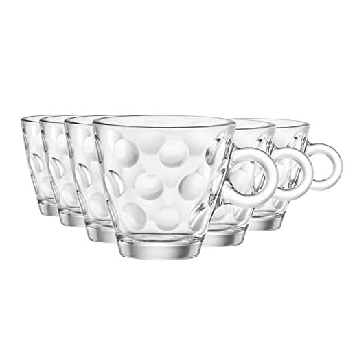 Bormioli Rocco 1316210 Dots taza para Espresso, cristal sin plato, 10 cl, paquete de 6