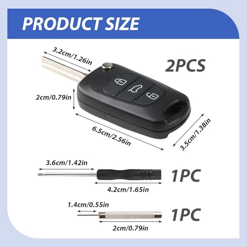 KeyQueen 2 Pack 3 Buttons Car Key Fob Case Replacement for Hyundai i10 i20 i30 ix20 ix35 and for Kia Ceed Soul Sportage Venga Remote Car Key Cover Case Folding Car Key Shell - Image 6