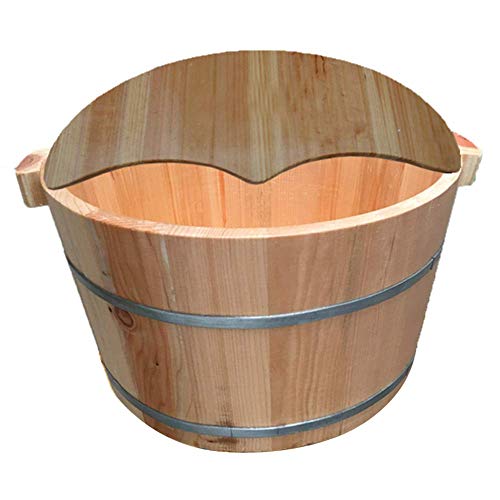 Baño de pies de madera natural estilo barril con tapa