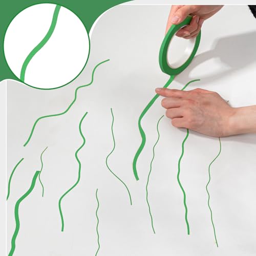 Image of Nezyo 6 Pcs Vinyl Pinstripe Tapes Masking Painter Tapes High Temperature Low Tack Automotive Car Paint for Easy Removal Trim Thin Finishing Masking(Green,1 /16,1 /8, 1 /4 Inch)
