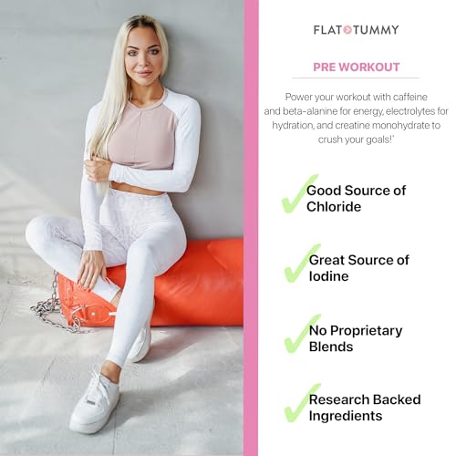 Image of Flat Tummy Pre Workout Powder for Women - Energy, Endurance, and Muscle Support with 3g Creatine, 1.6g Beta-Alanine, Electrolytes - Fruit Punch Flavor - 30 Servings