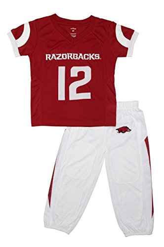 FAST ASLEEP NCAA Arkansas Razorbacks Boys Toddler/Junior Football Uniform Pajamas, Size 6T, Red/White