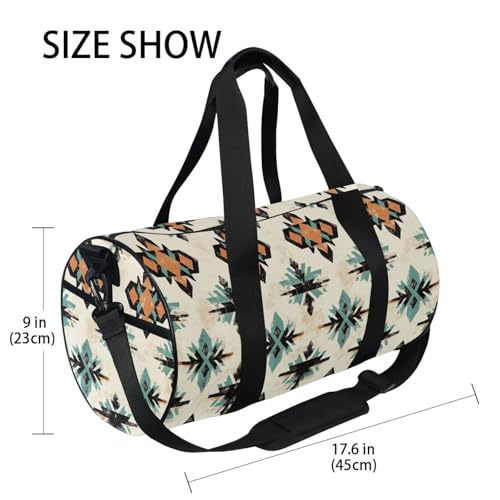 Aztec Print Sports Duffel Bag Durable Full Print Barrel Gym Bag with Multiple Pockets, Adjustable Shoulder Strap Ideal for Sports Gym Training Travel and Outdoor Use4