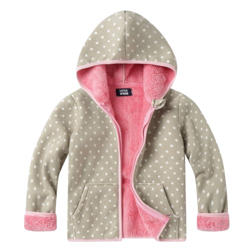 LittleSpring Boys Girls Polar Fleece Jacket with Hood Fur Lined Zip Up Winter Coats