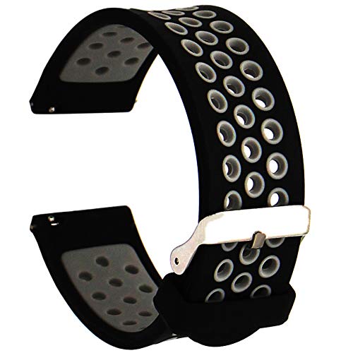 Veczom 20mm Bands Compatible with Galaxy Watch 3 41mm Band Galaxy Watch 42mm/Galaxy Watch Active 4/Gear S2 Classic/Gear Sport/Galaxy Watch Active2 40mm 44mm/Gizmo Watch Bands (Black Grey, 20mm)