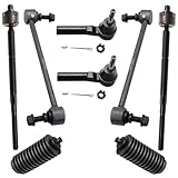 Detroit Axle - Front 8pc Sway Bars Tie Rods Kit for 2009-2020 Dodge Journey, 2 Sway Bars 4 Inner Outer Tie Rod Ends 2 Boots 2010 2011 2012 2013 2014 2015 2016 2017 2018 2019 Replacement
