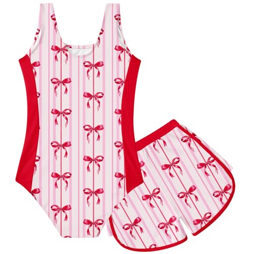 Image of TUONROAD Toddler Girls One Piece Swimsuit 2Pcs Bathing Suit Kids Swimwear with Short for 3-9