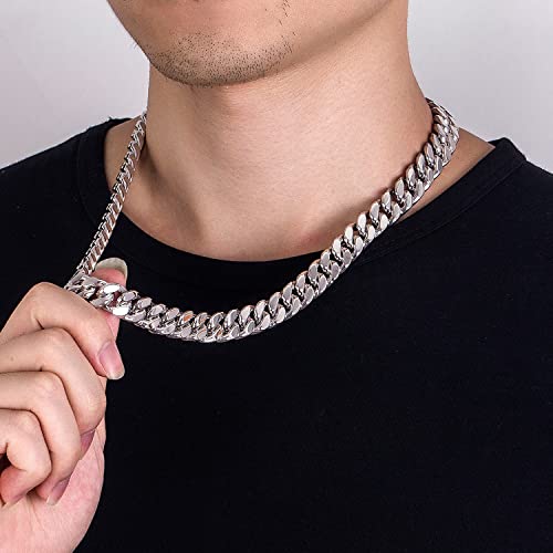 Men 925 Sterling Silver Solid Miami Cuban Chain Necklace 10MM &12MM- Curb Cuban 18 "20 "22" 24 "26" 28" Thick Big Link Choker For Man - Fine Jewelry4