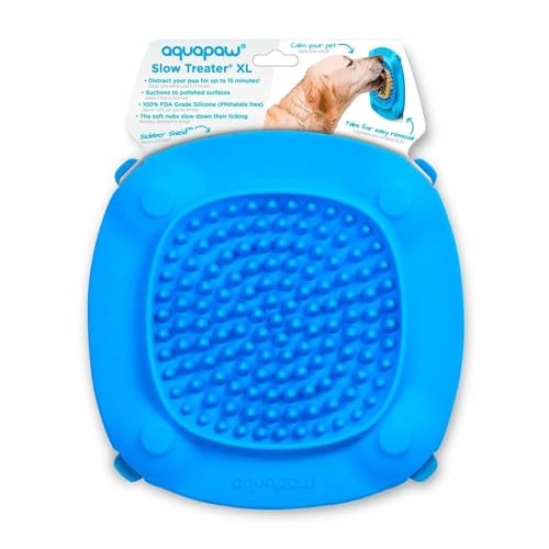 Aquapaw Lick Mat for Dogs with Suction Cups - XL, Blue, 1-Pack - Slow Feeder Lick Pads for Dogs...
