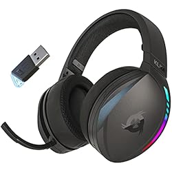 Mejores Cascos Gamer Inalambricos KLIM Panther - Cascos Gaming Inalámbricos RGB - NUEVOS 2023 - Auriculares con microfono - Sonido 3D y cancelación de Ruido - para PC PS5 PS4 Switch