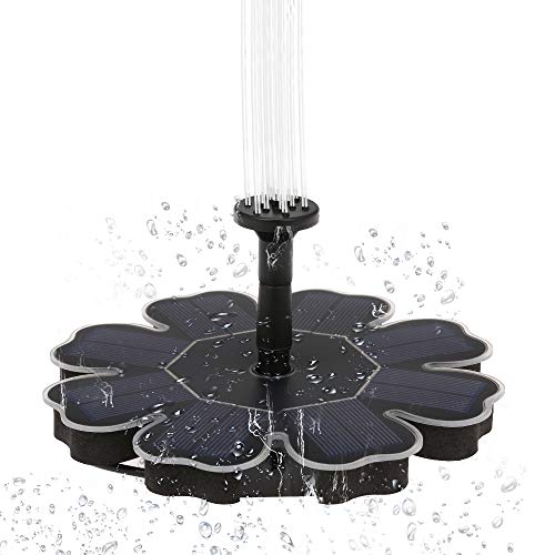 Decdeal Bomba de fonte solar para banho de pássaros, bomba submersível de irrigação independente sem