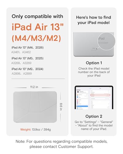 Image of MOFT Dynamic Folio Case for iPad Air 13 inch(M4 2026 /M3 2025 /M2 2024)-[Reinforced Corner Protection] Stable Slim Magnetic Stand with 20+ Viewing Angles, Premium MOVAS Leather, Misty Cove x Jet Black