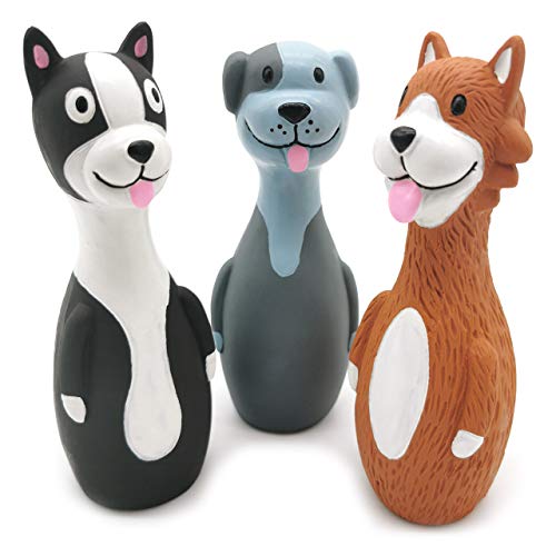 Chiwava 3 Pack 5.7 Inch Squeaky Latex Dog Toys Standing Stick Dog Dog