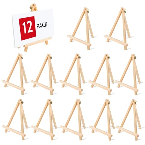 12PCS Wood Easels, 6 Inches Tabletop Easels, Small Painting Easel Art Craft Painting Easel Stand