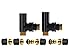 Kit de Válvula y Detentor para radiador toallero de calefacción. Válvula y detentor con conexiones para tubo de Cobre de 15 mm y para tubo Multicapa o Pex de 16 mm. (Negro)