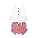YEBIRAL Kleinkind Baby Mädchen Outfits Ärmellos Top Rüschen Bluse T-Shirt Kurze Hosen 2 Stück Kleidung Set für Sommer