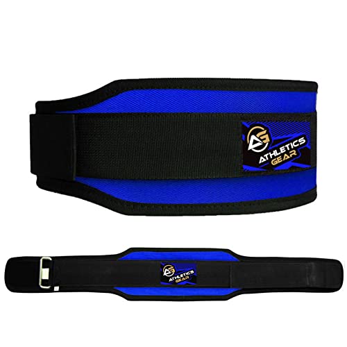 Weight Lifting Belt by AG, 5.5” Self-Locking Double Padded Neoprene Back & Core Support for Weightlifting, Bodybuilding, Gym, Workout, Men & Women (Blue, Medium)