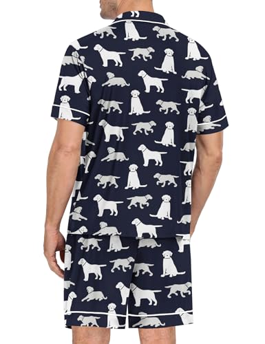 Image of SWOMOG Mens Pajama Set Short Sleeve 2 PCS Sleepwear Button Down Soft Loungewear Modal Set Pj Set with Pockets S-3XL
