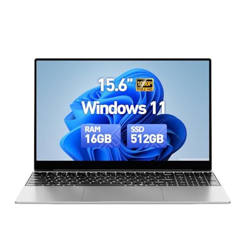 Image of 15.6-inch laptop computer, 16GB RAM, 512 GB SSD, 1080p IPS FHD Display, Backlit Keyboard, Webcam, Mini-HDMI, WiFi 5, Bluetooth, USB, Silver