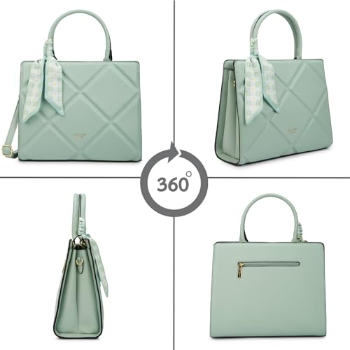 Image of Lavie Luxe Women's Quare25 Medium Debossed Satchel Handbag for Women | Satchel Bag for Work | Ladies purse | Stylish Shoulder Bag | Gift for Women