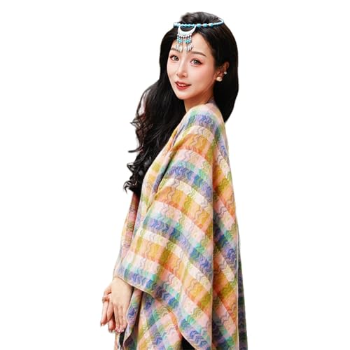 Capa poncho chal de otoño elegante con acabados de alta costura femenina