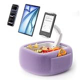 LULULOOK Ultra Fluffy Kindle Pillow Stand for Reading, Lap Tablet Pillow Stand with Snack Bowl & Flodable Arm Compatible with iPad, Phone and 4.7-14.6” Tablet for Book Reading in Bed