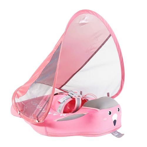 Image of Baby Floats for Pool with Canopy Removable Sun Protection Canopy Mambobaby Float Non Inflatable Upgrade Add Tail Avoid Flip Waterproof Skin-Friendly Infant Swim Float 3-24 Months